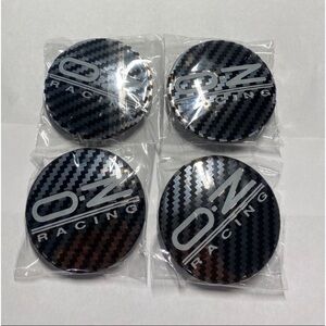 OZ Black Silver Carbon Fiber M595 Wheel Center Caps PA66M15 62mm set of 4